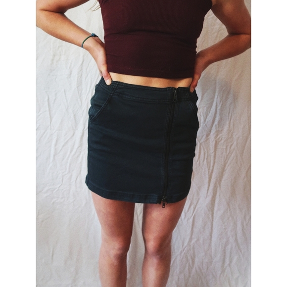 Black Denim Mini Skirt - Picture 1 of 7